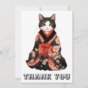 Cartão De Agradecimento Kimono Cat