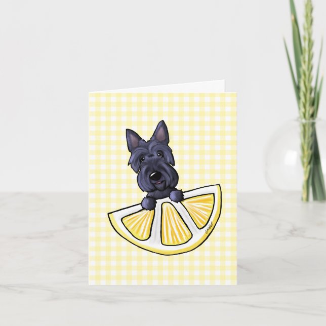 Cartão De Agradecimento KiniArt Scottie Lemon Cream Gingham (Frente)