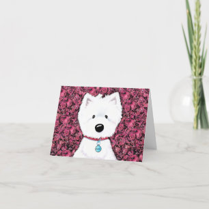 Cartão De Agradecimento KiniArt Westie Impressões Floral