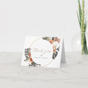 Cartão De Agradecimento KINSLEY Boho Terracotta Floral Folha de Palma Seca