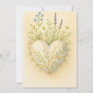 Cartão De Agradecimento Kintsugi Wildflower Heart Watercolor