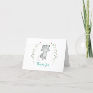 Cartão De Agradecimento Kitten Floral
