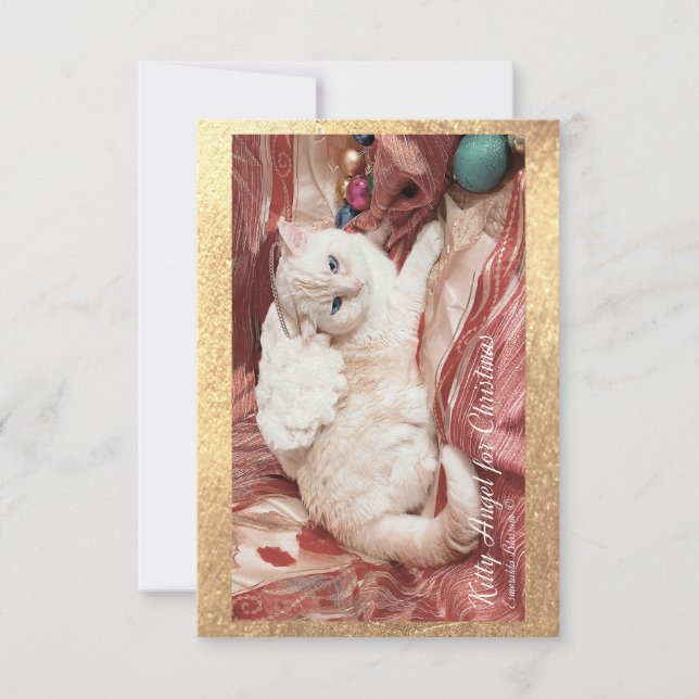 Cartão De Agradecimento Kitty Angel para o Natal (Frente)