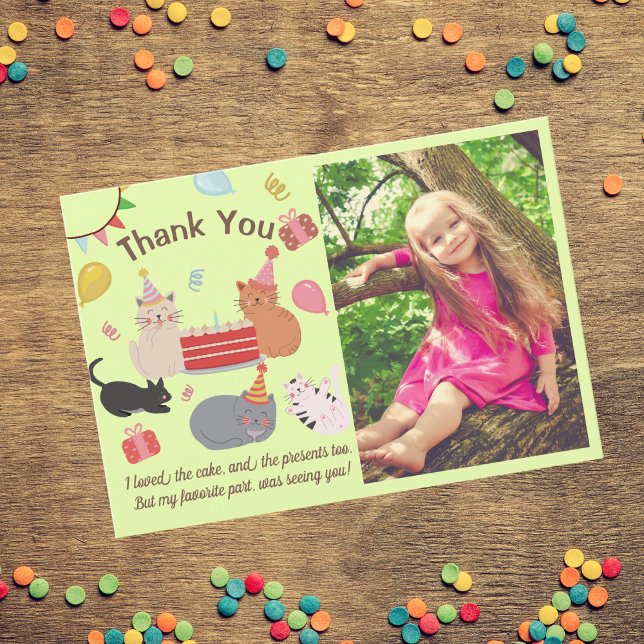 Cartão De Agradecimento Kitty Cats Birthday Party Photo Thank You Card (Criador carregado)