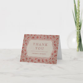 Cartão De Agradecimento Kraft vermelho Lace rústico país casamento obrigad