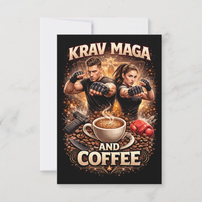 Cartão De Agradecimento Krav Maga e Café (Frente)