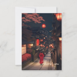 Cartão De Agradecimento Kyoto Night Lantern Walk Thank You Card