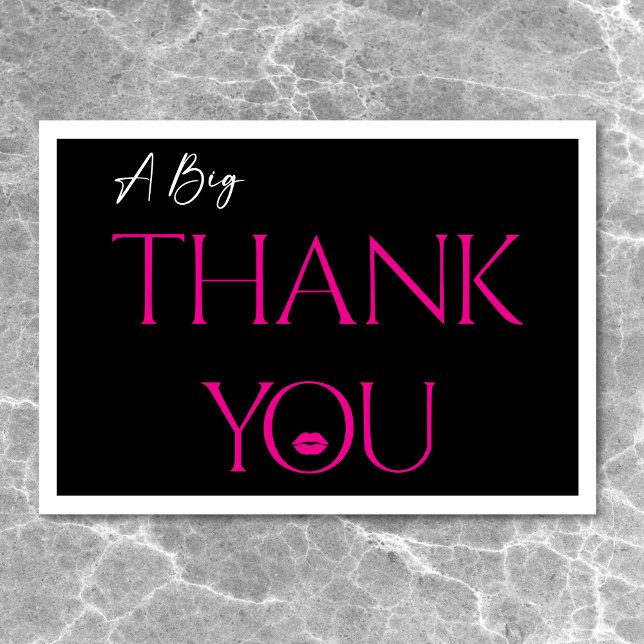 Cartão De Agradecimento Lábios Mínimos Modernos Rosa Ela tem Trinta Anos (Modern Minimal Pink Lips She's Thirty Birthday Thank You Card)