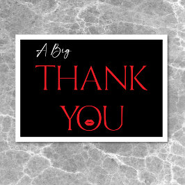 Cartão De Agradecimento Lábios Vermelhos Mínimos Modernos Ela tem Trinta A