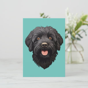 Cartão De Agradecimento Labradoodle Black Dog