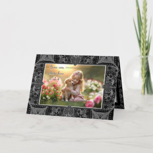 Cartão De Agradecimento Lace cerâmico Preto