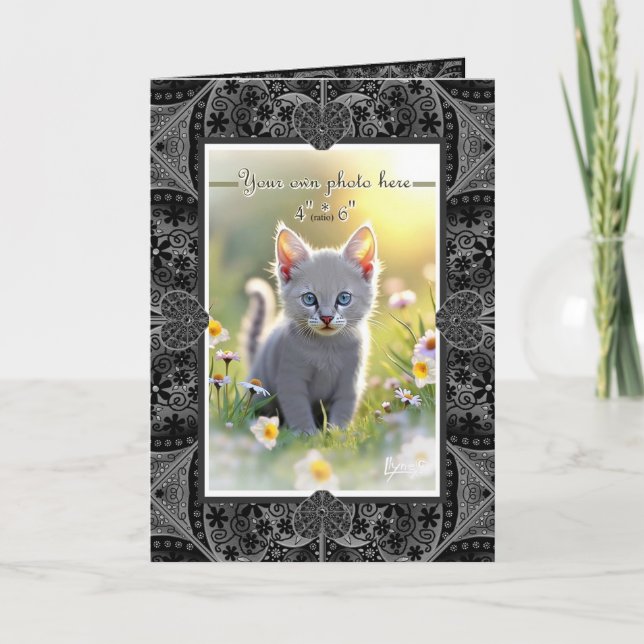 Cartão De Agradecimento Lace preto cerâmico (Frente)