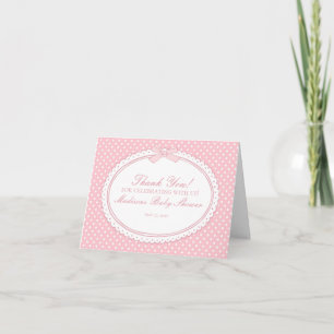 Cartão de Agradecimento Laço Coquette Gingham Rosa