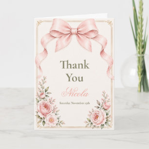 Cartão De Agradecimento Laço Floral Coquete Sweet Sixteen