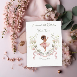 Cartão De Agradecimento Laço Rosa Caprichoso e Bailarina em Aquarela Anive