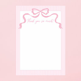 Cartão De Agradecimento Laço Rosa, Fita Rosa e Branca