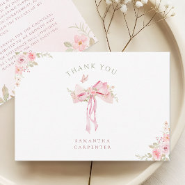 Cartão De Agradecimento laço rosa FLORAL foto formatura
