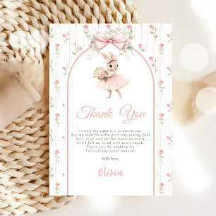 Cartão De Agradecimento Laço Rosa & Floral Some Bunny faz Um 1º Aniversári