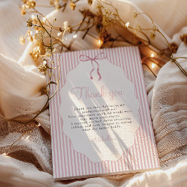 Cartão De Agradecimento Laço Rosa Listrado Doce para Formatura