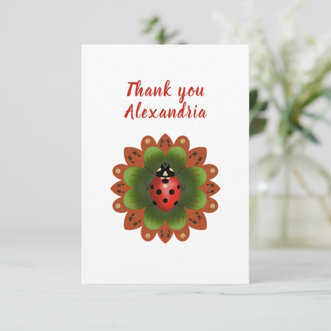 Cartão De Agradecimento Ladybug (Em pé/Frente)