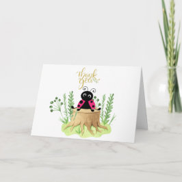 Cartão De Agradecimento Ladybug Cor-De-Água Cor-De-Cor-De-Cor-De-Rosa-Cor-