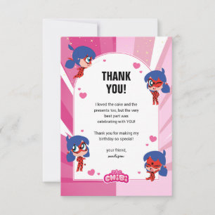 Cartão De Agradecimento Ladybug Milagrosa Chibi Aniversário