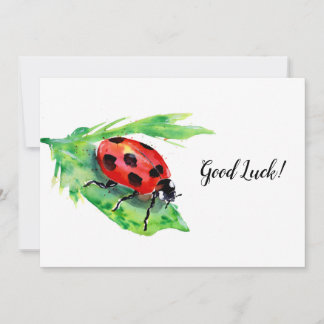 Cartão De Agradecimento Ladybug no Green Leaf Boa Sorte