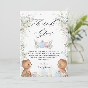 Cartão De Agradecimento Lágrimas de ursos bonitos para festas de dois seg