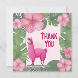 Cartão De Agradecimento Lama Sorridente Feliz Rosa