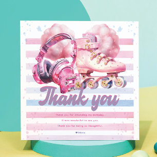 Cartão De Agradecimento Lâmina do Cilindro de Aquarela Rosa de Aniversário
