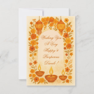 Cartão De Agradecimento Lâmpadas de DIwali quentes e Lanternas Design flor