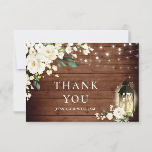 Cartão De Agradecimento Lanterna Rústica de Madeira Rústica Elegante