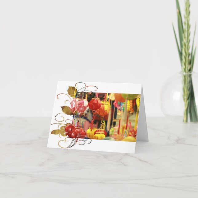 Cartão De Agradecimento Lanterna Vietnamita Notecard (Frente)