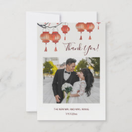 Cartão De Agradecimento Lanternas Chinês Casamento Obrigado