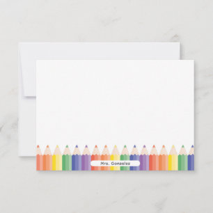 Cartão De Agradecimento Lápis Personalizados Coloridos de Arco-íris Nota d