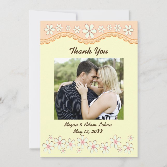 Cartão De Agradecimento Laranja Claro Seis Flor Petal Obrigado Placa Plana (Frente)