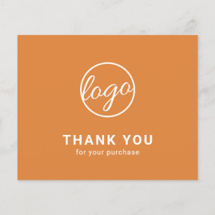 Cartão de Agradecimento Laranja com Logotipo Perso