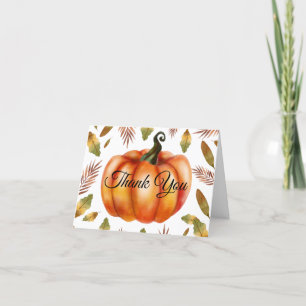 cartão de agradecimento laranja de abóbora de outo