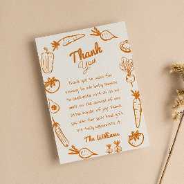 Cartão De Agradecimento Laranja Desenhado Vegetais Cultivados Localmente C