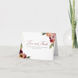 Cartão De Agradecimento Laranja e Floral Vermelho Borgonha Obrigado