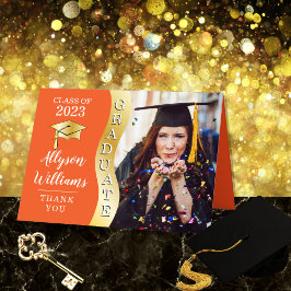 Cartão De Agradecimento Laranja | Foto do Boné Formando de onda do Formand