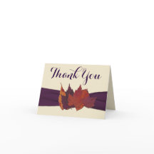 Cartão de Agradecimento Laranja, Marfim e Roxo