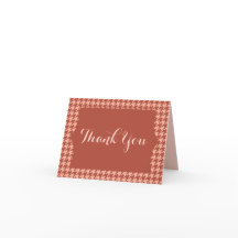 Laranja Russo Houndstooth Obrigado Notecard
