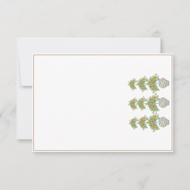 Cartão De Agradecimento Laranja Tree Topiary Ginger Jars (Frente)