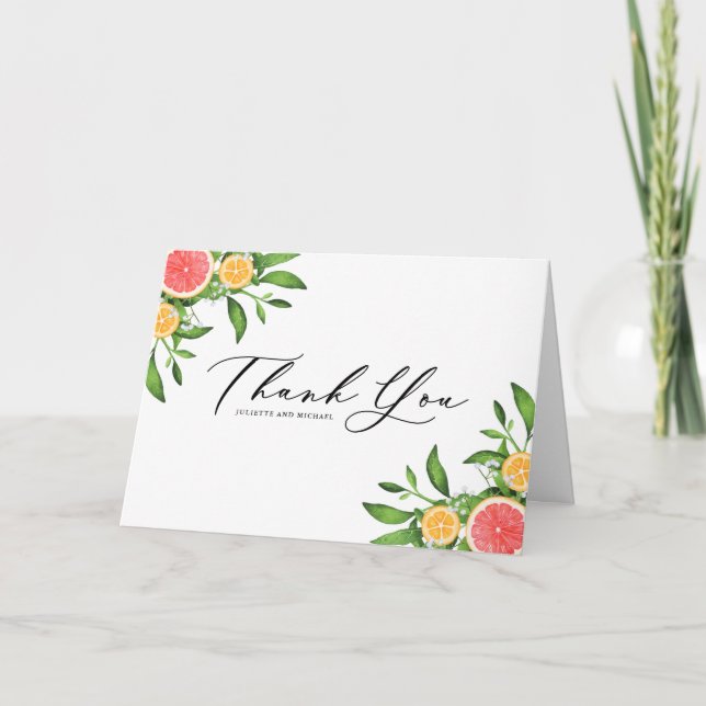Cartão De Agradecimento Laranjas e Buquês de Toranjas Aquáticas (Frente)