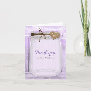 Cartão De Agradecimento Large Mason Jar & Lights Lavender Purple Rustic
