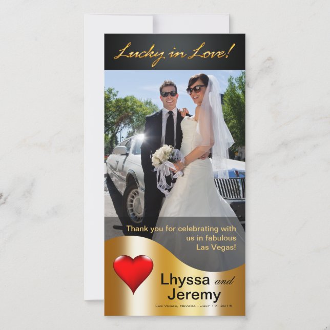 Cartão De Agradecimento Las Vegas Lucky in Love Obrigado Black/gold (Frente)