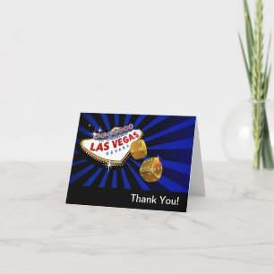 Cartão De Agradecimento Las Vegas Starburst Obrigado azul royal preto