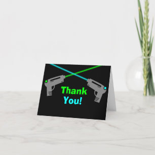 Cartão De Agradecimento Laser Tag Azul Verde Obrigado