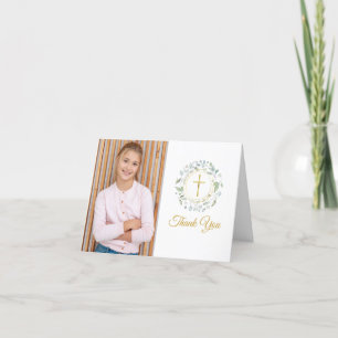 Cartão De Agradecimento Laurel Garland, Obrigado de Foto da Primeira Comun